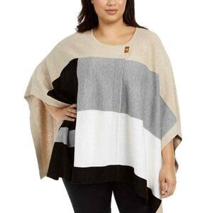 Calvin Klein Color-Block Cape Cardigan Sz OS